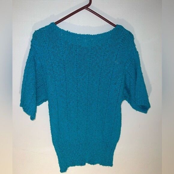 Vintage Messages Short Sleeve Sweater – Turquoise – Size M - Picture 4 of 4